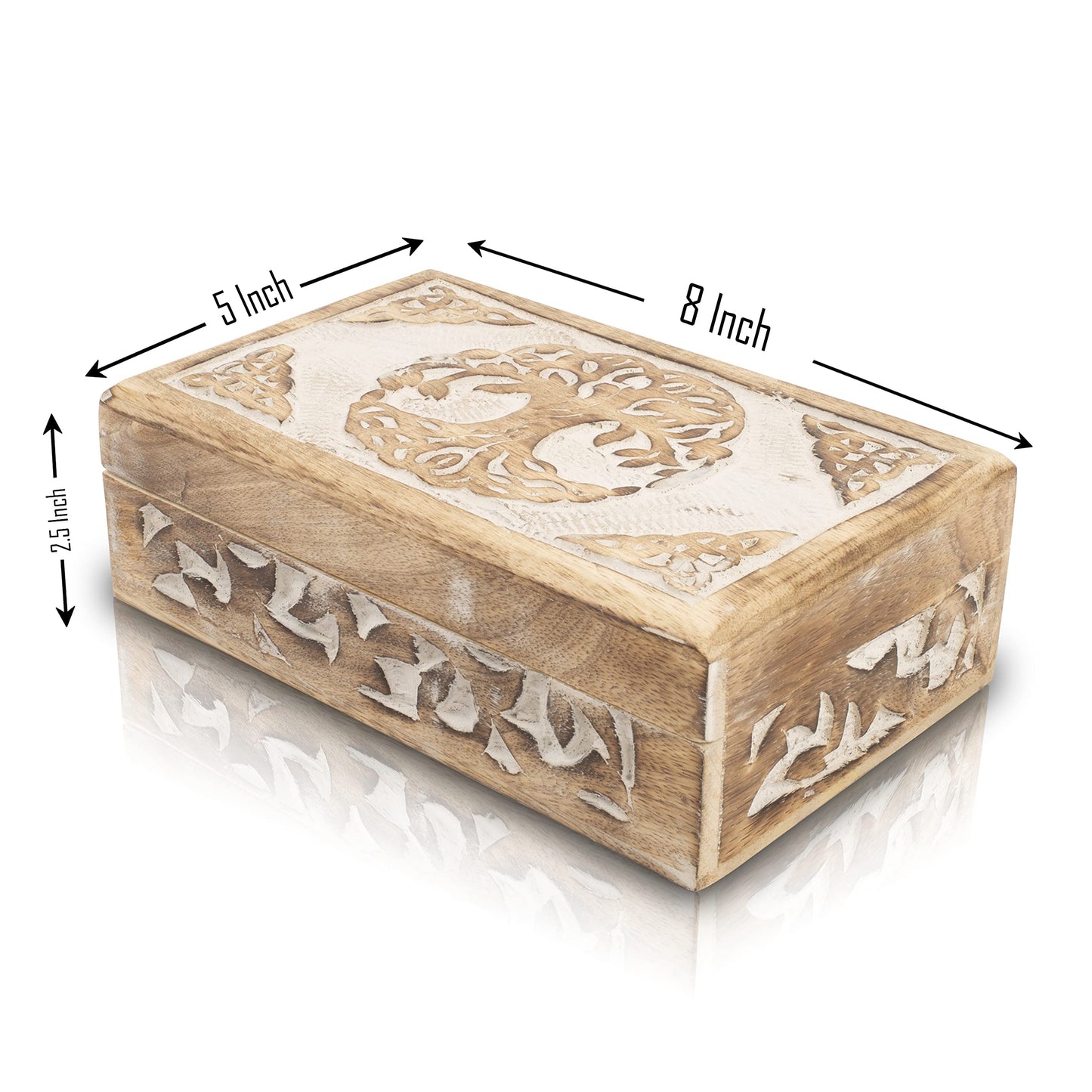 Great Birthday Gifts Handmade Decorative Wooden Jewelry Box Tree Of Life Carving Jewelry Organizer Keepsake Box Treasure Chest Trinket Holder Watch Box Storage Lock Box Housewarming Gift