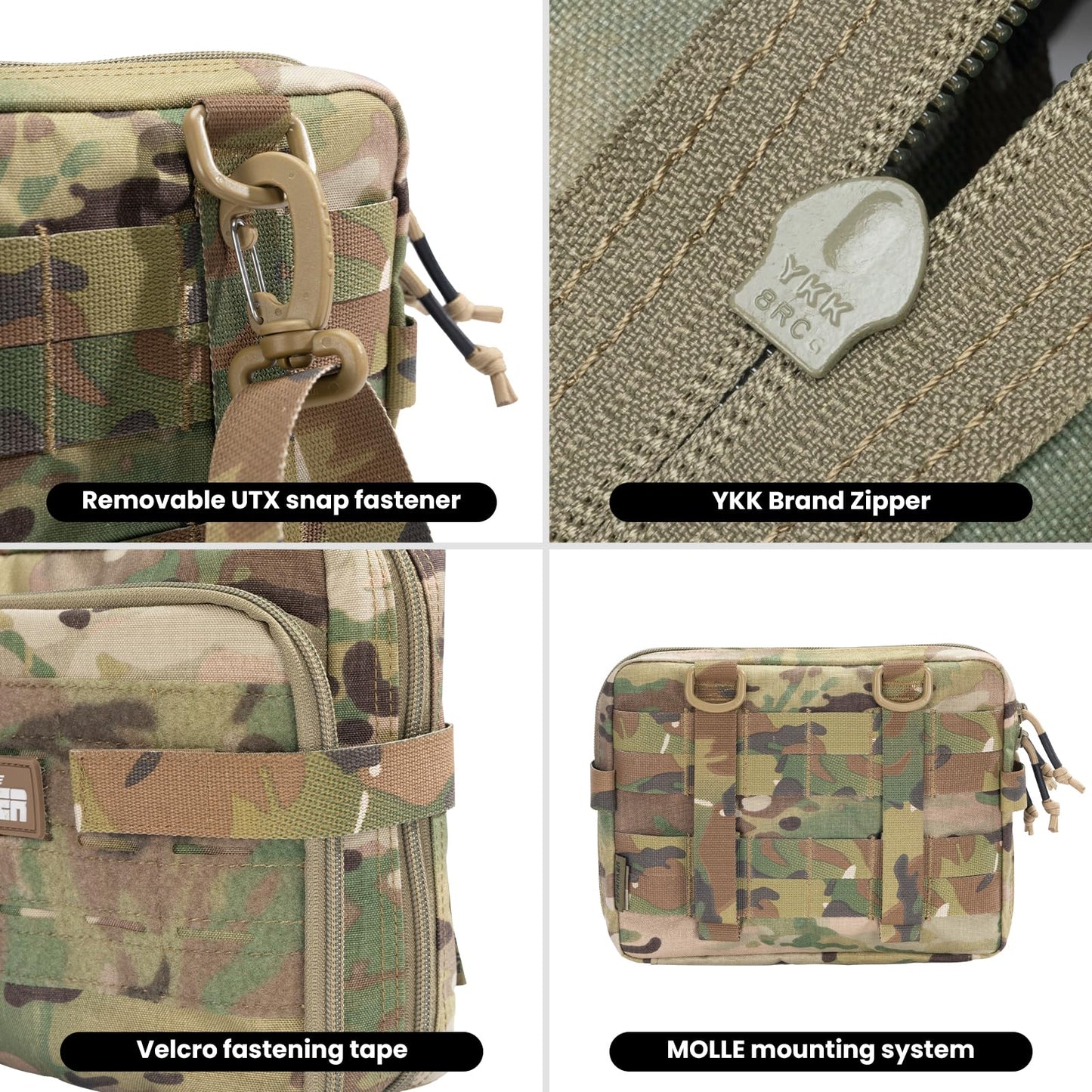 EXCELLENT ELITE SPANKER Tactical Molle Admin Pouch Utility Organizer EDC Medical Bag Utility EDC Tool Pouch with Shoulder Strap Attachment Pouches Waist Bag (Multicam)