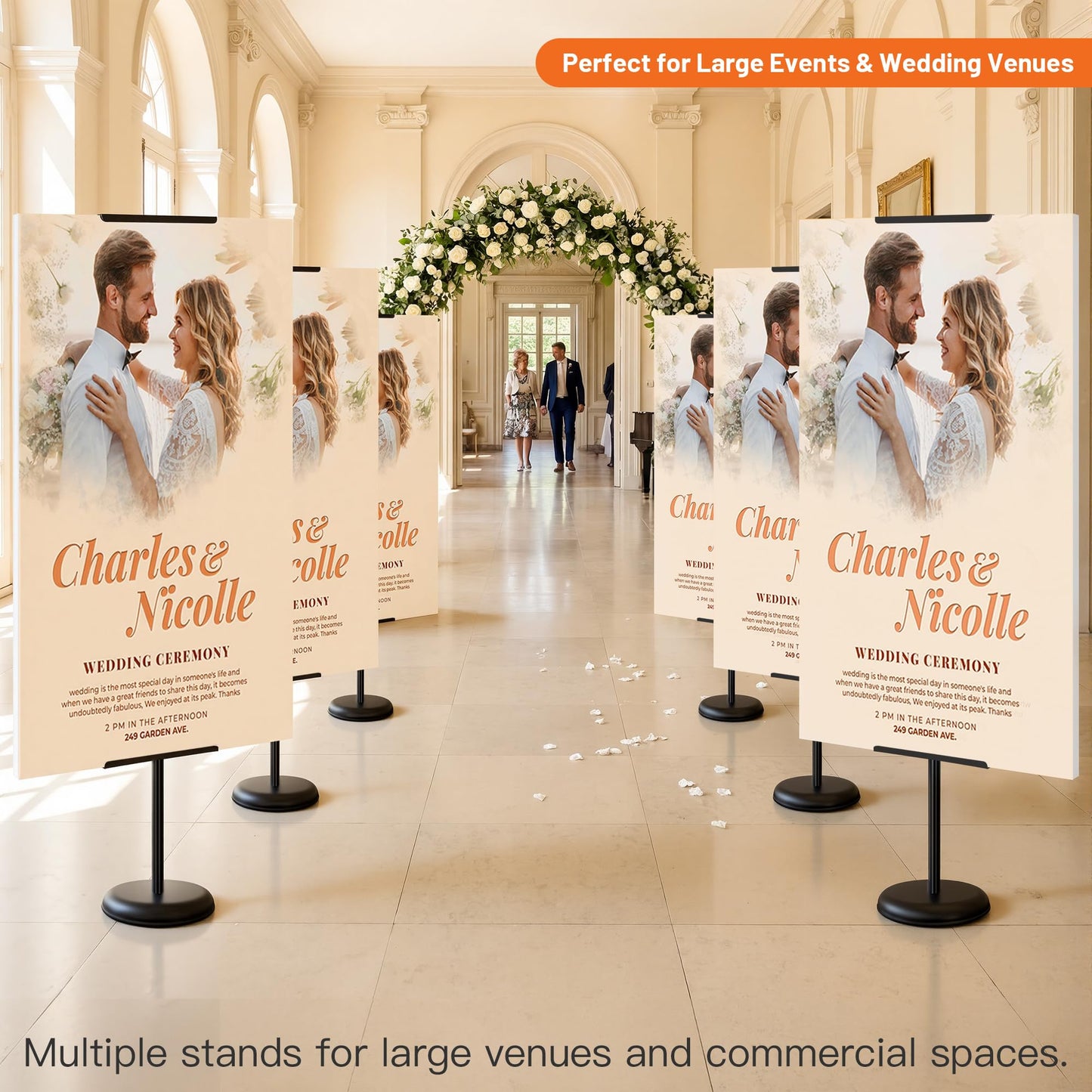 VAIIGO 2Pack Adjustable Poster Stand for Display, Single-Sided Floor Pedestal Sign Holder, Poster Board Easel Stand up to 58", Welcome Sign Stand for Foam & Board, Wedding, Business & Events – Black