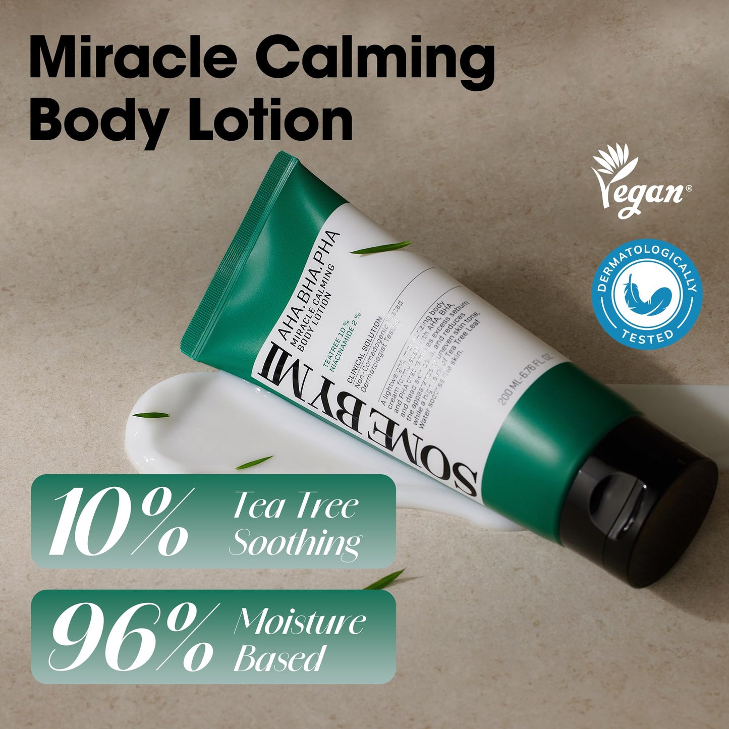 SOME BY MI AHA BHA PHA Miracle Calming Body Lotion, 6.76 oz – Salicylic Acid Exfoliating Body Moisturizer for Dry & Rough Skin – Daily Hydration with Centella Asiatica & Tea Tree – Korean Skin Care