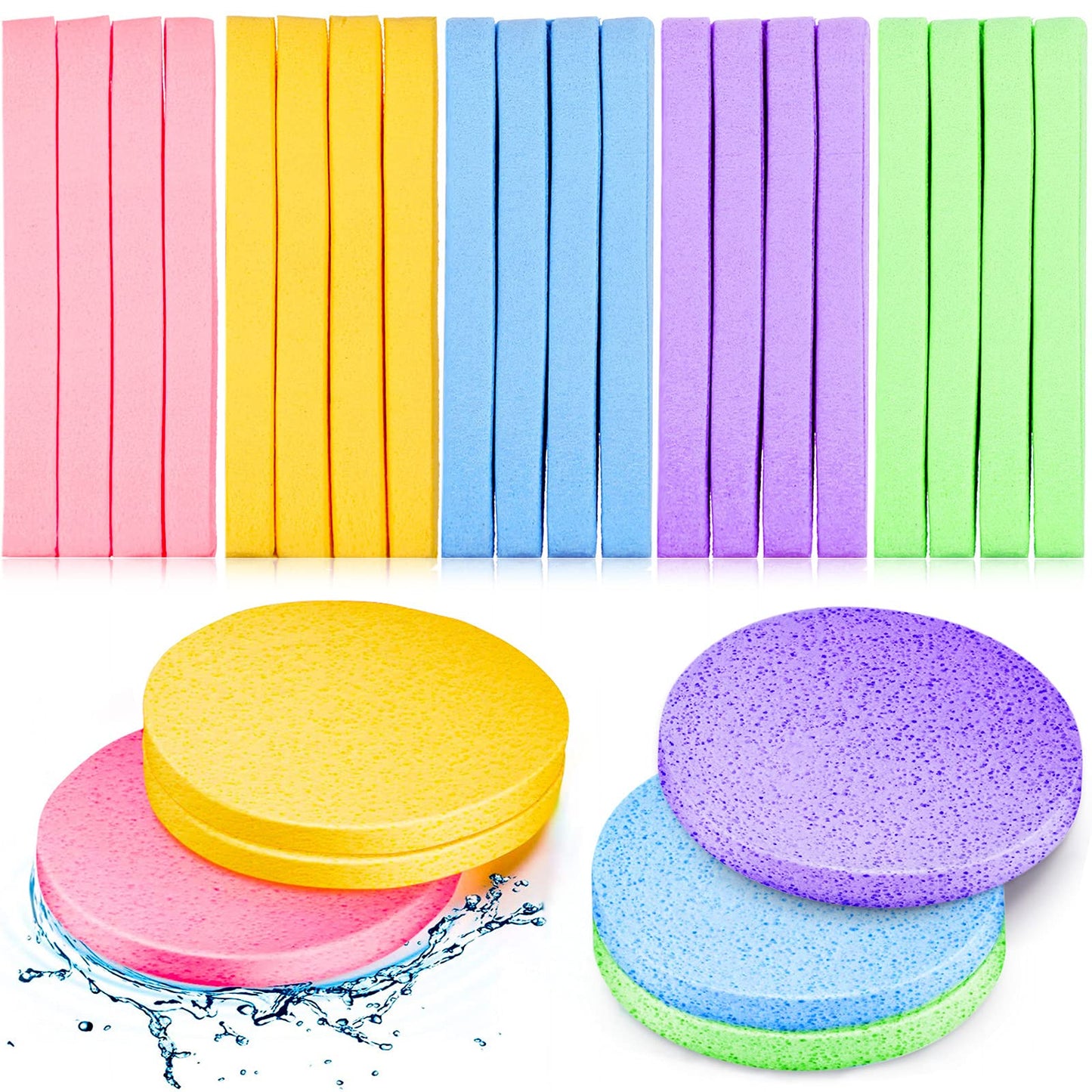 Patelai 600 Pcs Compressed Facial Sponges for Makeup Removal and Exfoliating, Soft and Gentle Cleansing Pads for Women, Ideal for Sensitive Skin (Yellow)