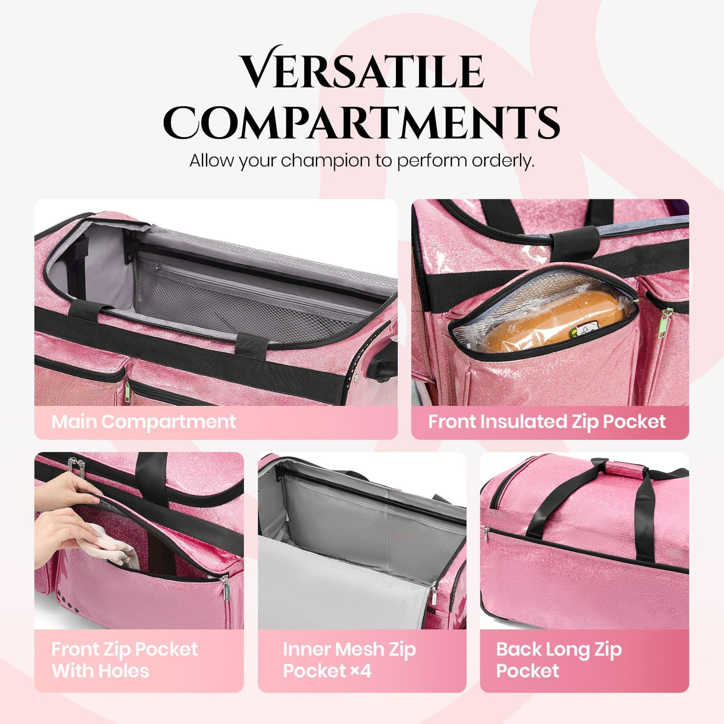 Fanwoli 23" Dance Bag with Rack and Dressing Room | Shine-Bright Collection | 360 Privacy Curtain | Ideal Competition Duffle Bag for Dancer Cheerleader Little Princess (Including Curtain)