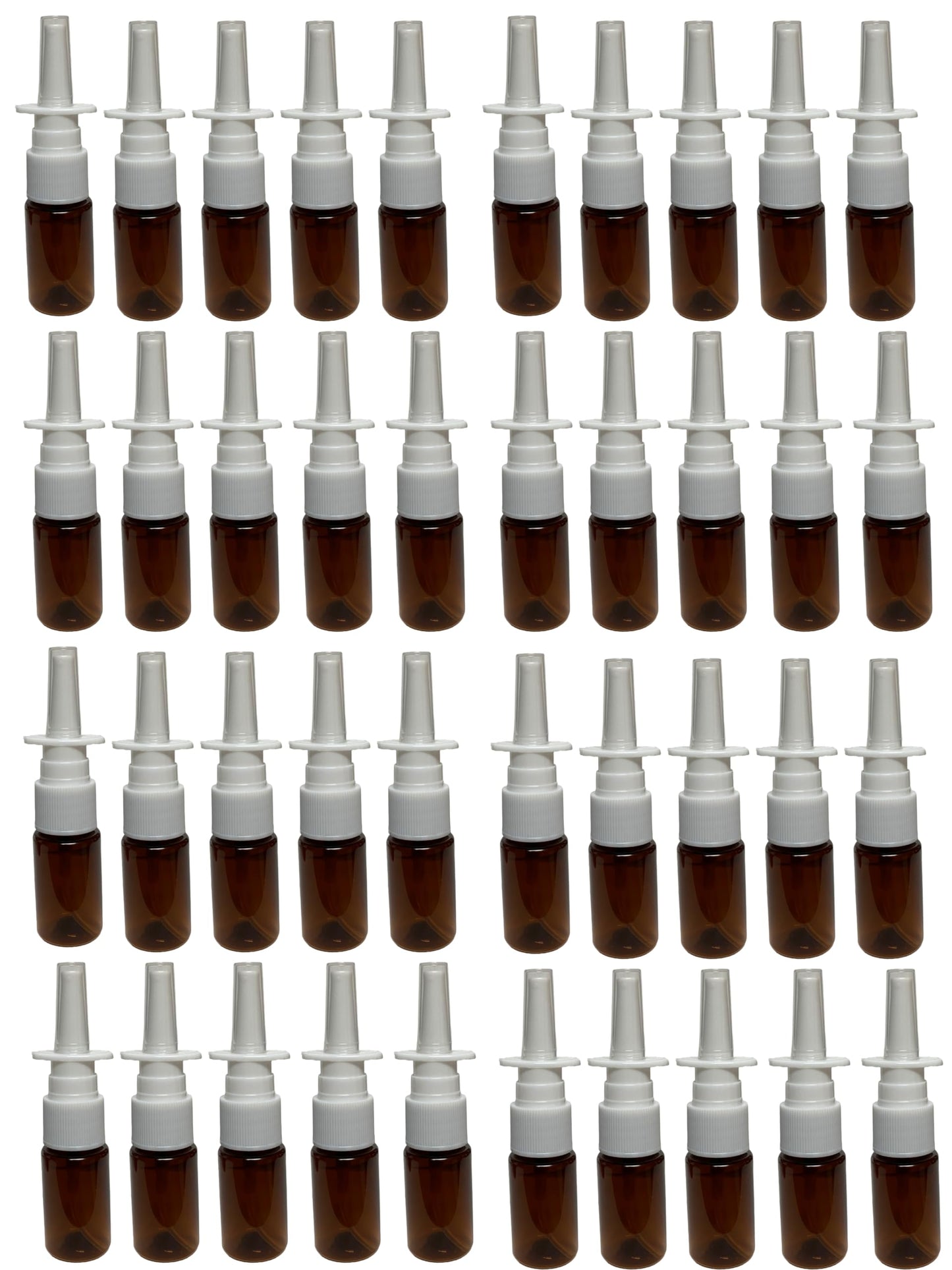 Empty Nasal Spray Bottle Amber Plastic Fine Mist Sprayers Refillable Container for Essential Oils Aromatherapy Perfume 10ml 40 pcs