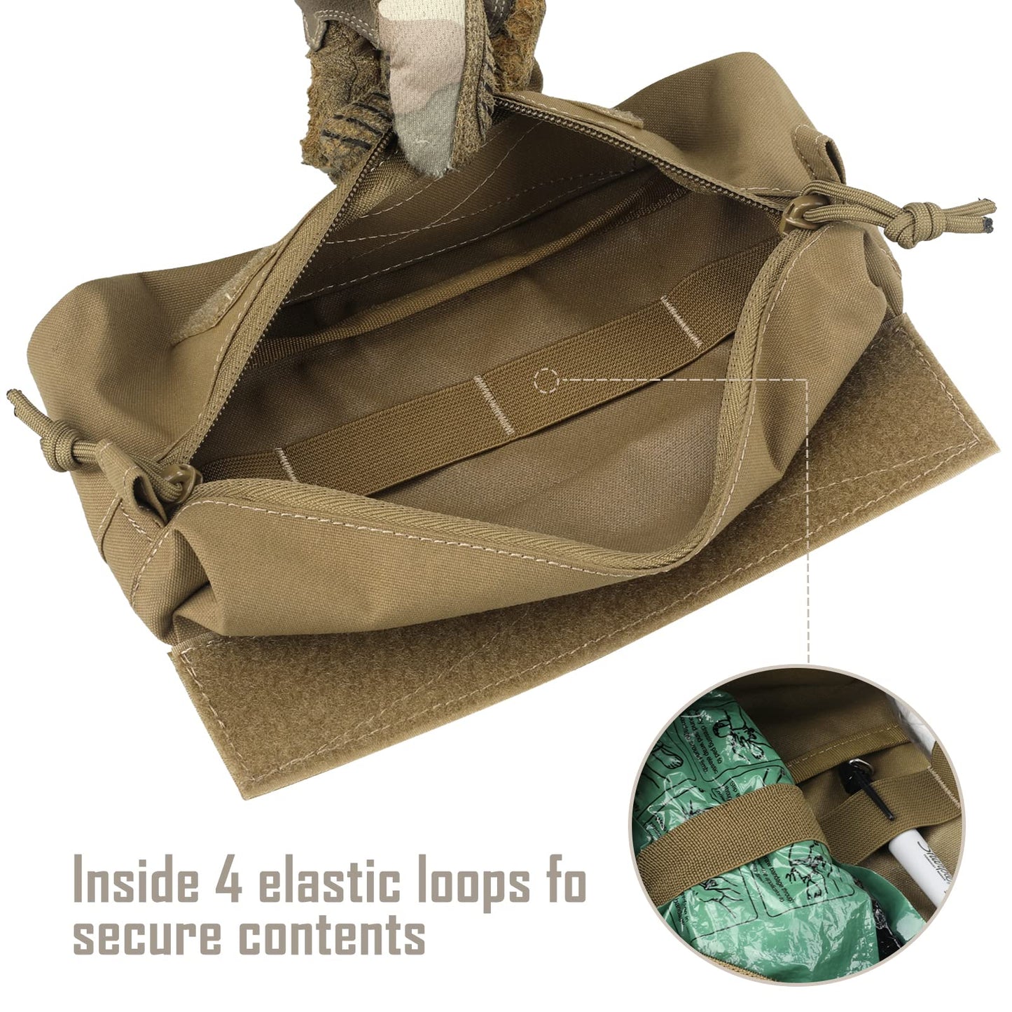 WYNEX Tactical Dump Drop Pouch, Dangler Pouch Utility Tool Pack Sub Abdominal Carrying Bag EDC Pocket Organizer Accessories for Plate Carrier Chest Rig Khaki