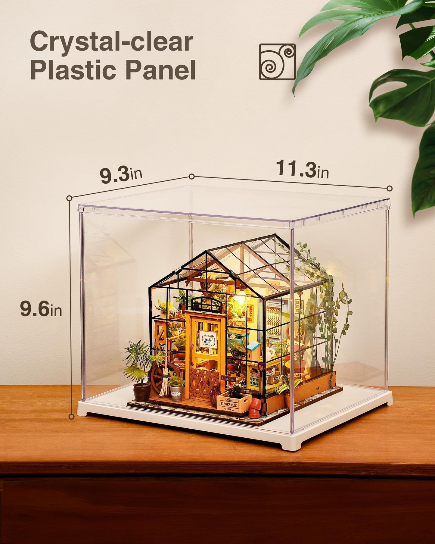 Rolife Clear Acrylic Display Case for Hobby Collectibles, Easy Assemble Dust Cover Showcase Clear Storage Bins, Stackable Storage Plastic Box with Plastic Base