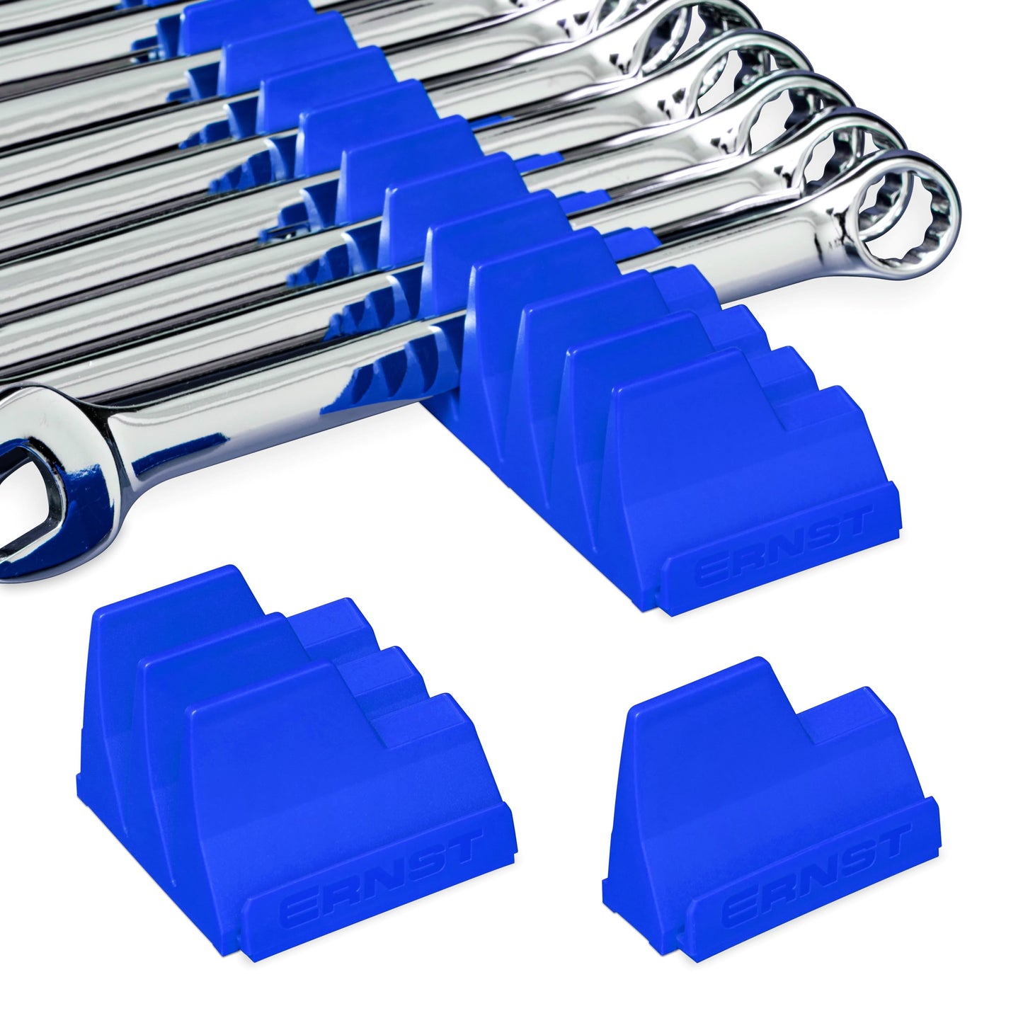 Ernst Manufacturing Wrench Pro Wrench Storage for 20 Wrenches with Anti-Slip Cleats - Blue (Patented) - Made in the USA