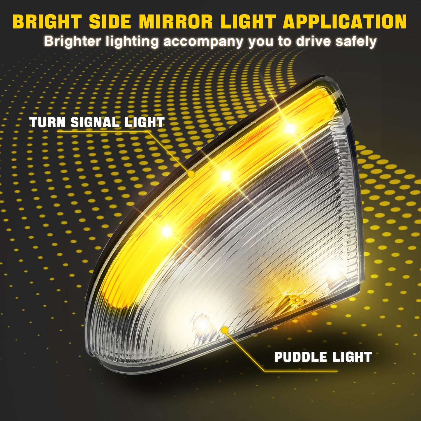 WEILEITE LED Side Mirror Light Turn Signal Puddle Bulb Lens Cover Fit For Dodge Ram 1500 2009-2011 2012 2013 2014 2015 2016 2017 2018 Ram 2500 2010-2018 Right Passenger Replaces 68064948AA 68232478AA