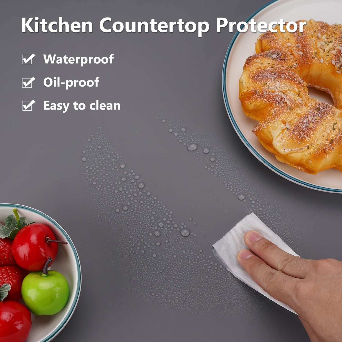 Gartful Extra Large Silicone Mats for Countertop, 28" by 20" Multipurpose Mat, Counter Table Protector, Desk Saver Pad, Placemat Nonstick Nonskid Heat-Resistant Pad, Dark Gray, 2PCS