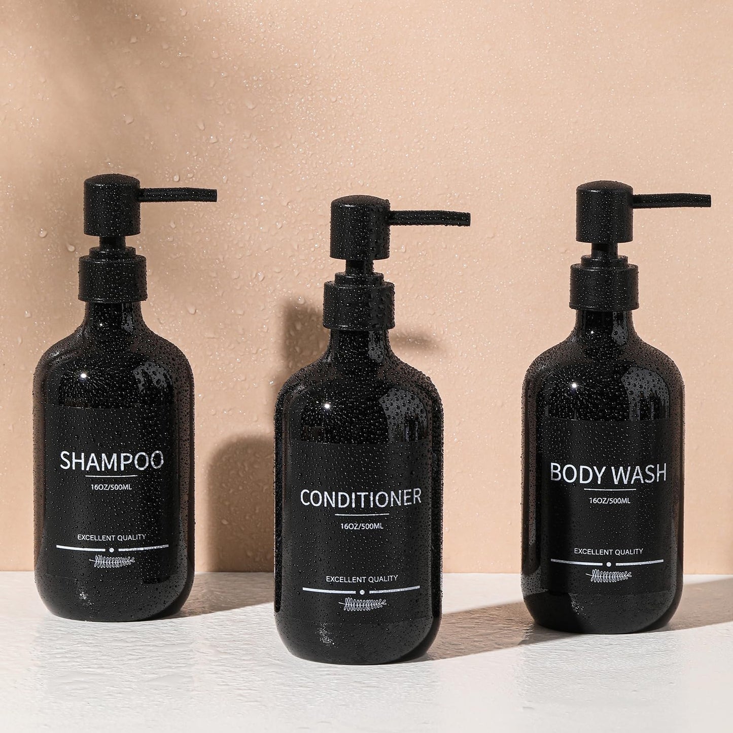 Shampoo and Conditioner Dispenser(5Pack) 16.9oz Refillable Shampoo and Conditioner Bottles,Dispenser for Shower (Black)