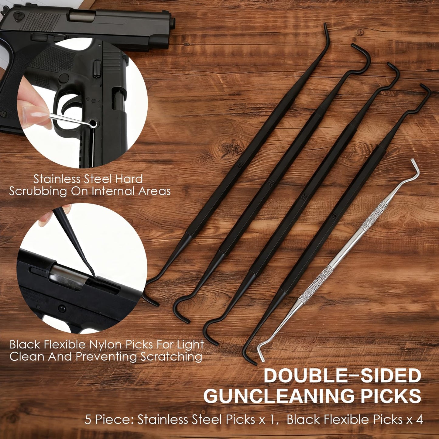 23 Pieces Universal Gun Cleaning Kit for Handguns and Rifles, Gun Cleaning Supplies Includes 9mm/5.56mm/12Ga Gun Cleaning Snake, Gun Cleaning Mat with Brushes, Picks, Swabs, Patches, Empty Oil Bottle