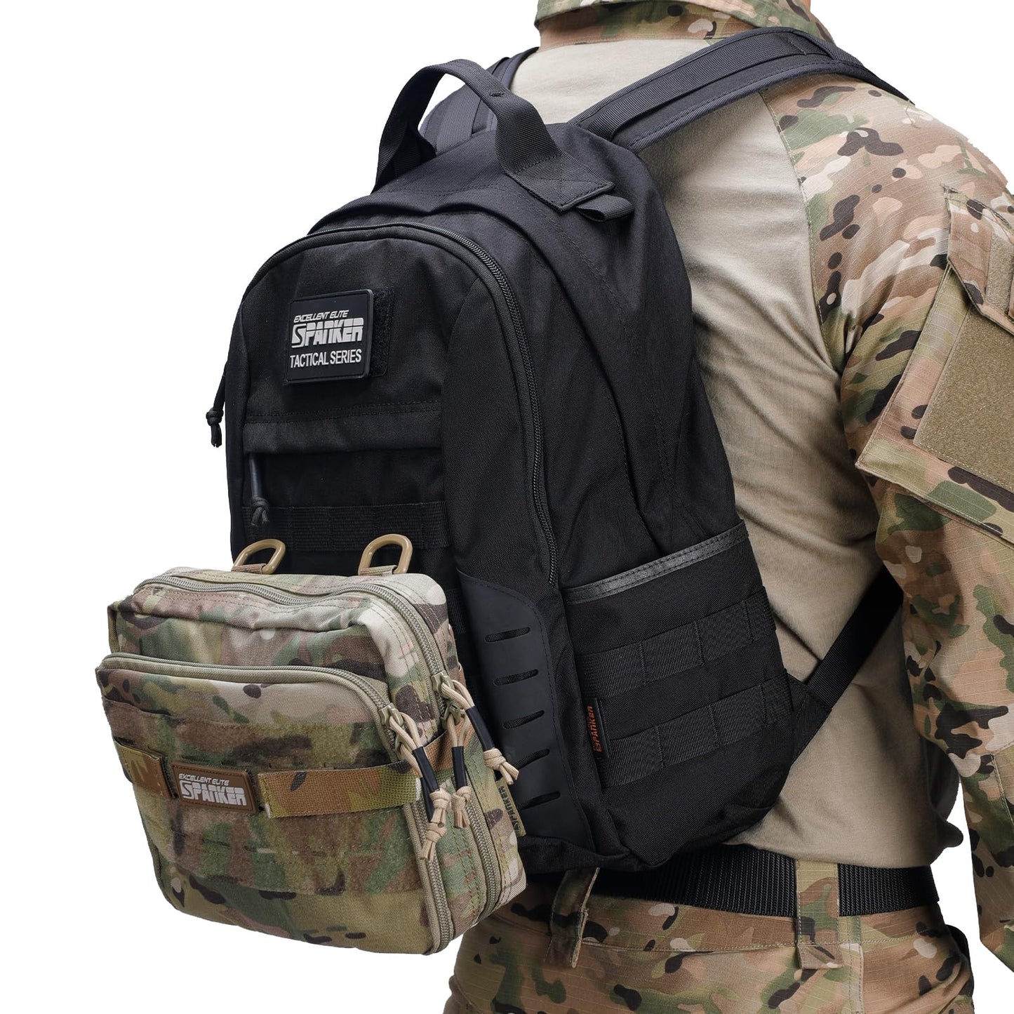 EXCELLENT ELITE SPANKER Tactical Molle Admin Pouch Utility Organizer EDC Medical Bag Utility EDC Tool Pouch with Shoulder Strap Attachment Pouches Waist Bag (Multicam)