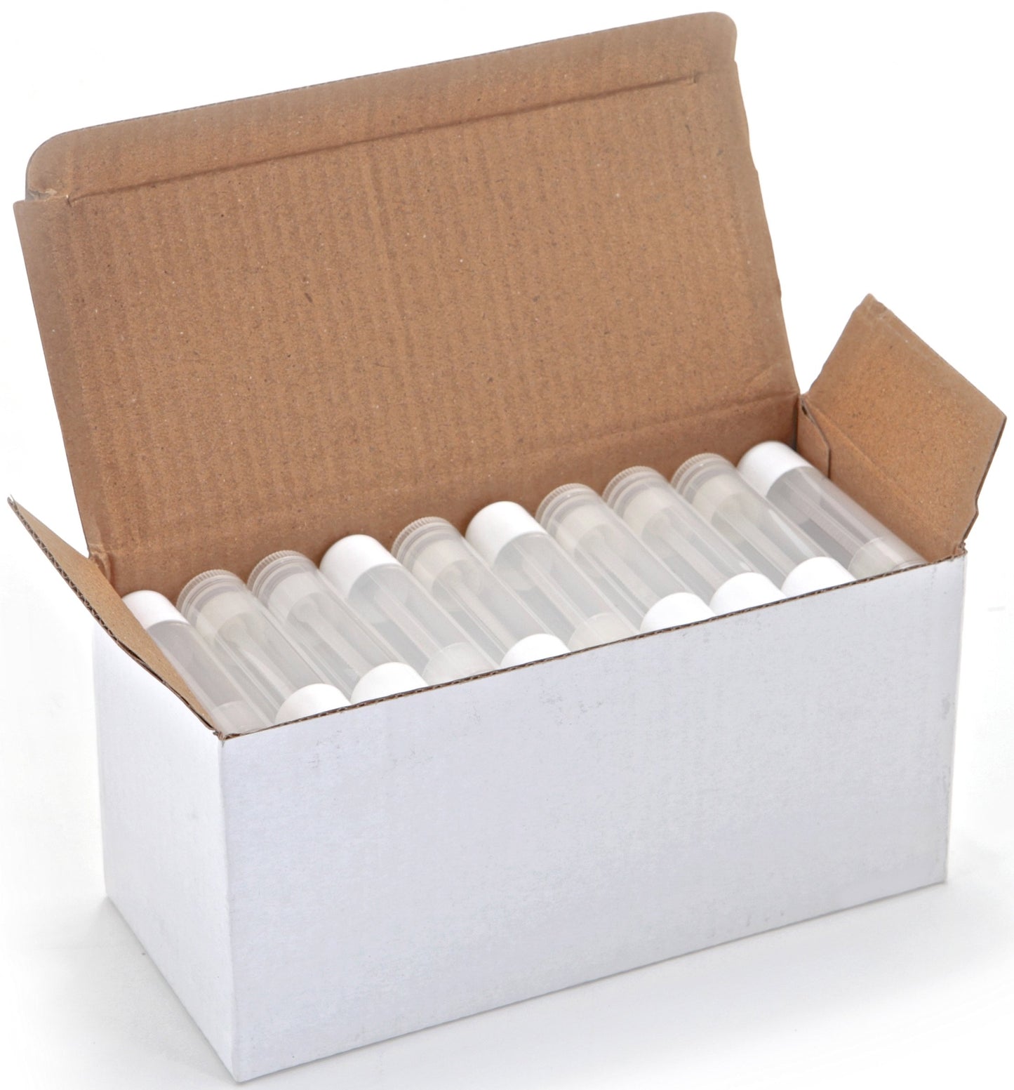 Vivaplex 50, Clear, Empty, 5.5 ml Lip Balm Tubes with White Caps