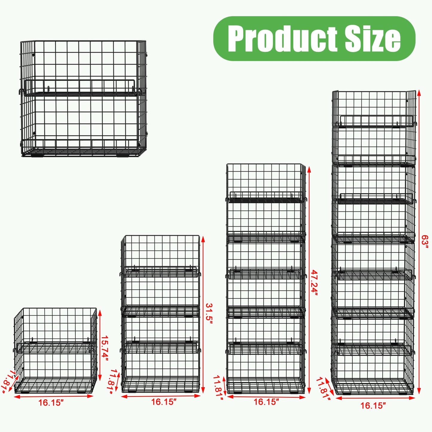 JKsmart 8-Tier Stackable Wire Basket, Can Organizer for Pantry Kitchen, XXL Metal Storage Shelves with Dividers & Handles, Easy Assembly Space Saving Storage Bins for Snacks Fruits Veggies