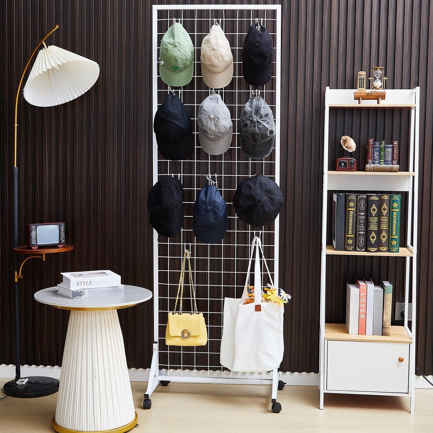Blulu 4 Pcs 2' x 6' Grid Wall Display Stand with T-Base, 2026 Freestanding Grid Tower for Vendor Events & Craft Shows, Sports Jersey & T-Shirt Display Rack for Game Day Fan Shop (White)