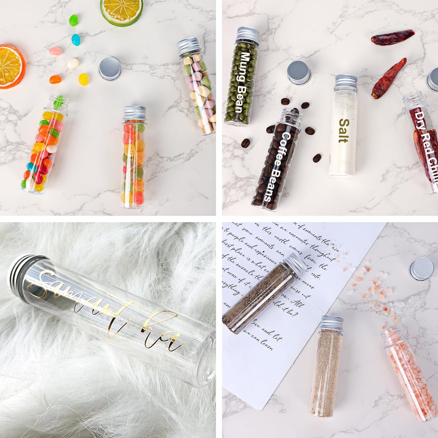 DEPEPE 30pcs 50ml Clear Plastic Tubes with Caps Test Tubes Candy Tubes, 28x108mm Tubes for Candy and Beads Storage, Scientific Experiments