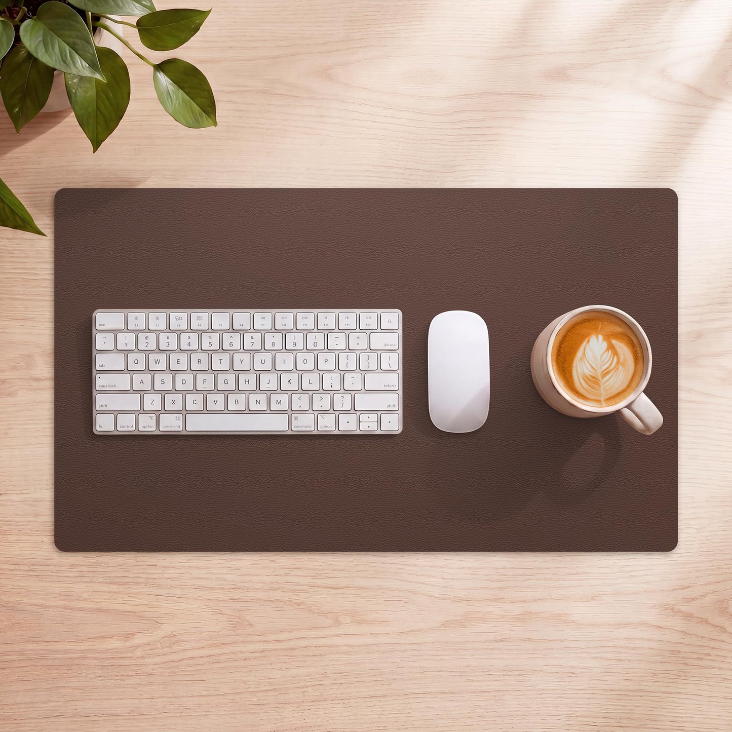 AFIING Leather Desk pad Protector, 35.4" x 17", Coffee,Desk mat