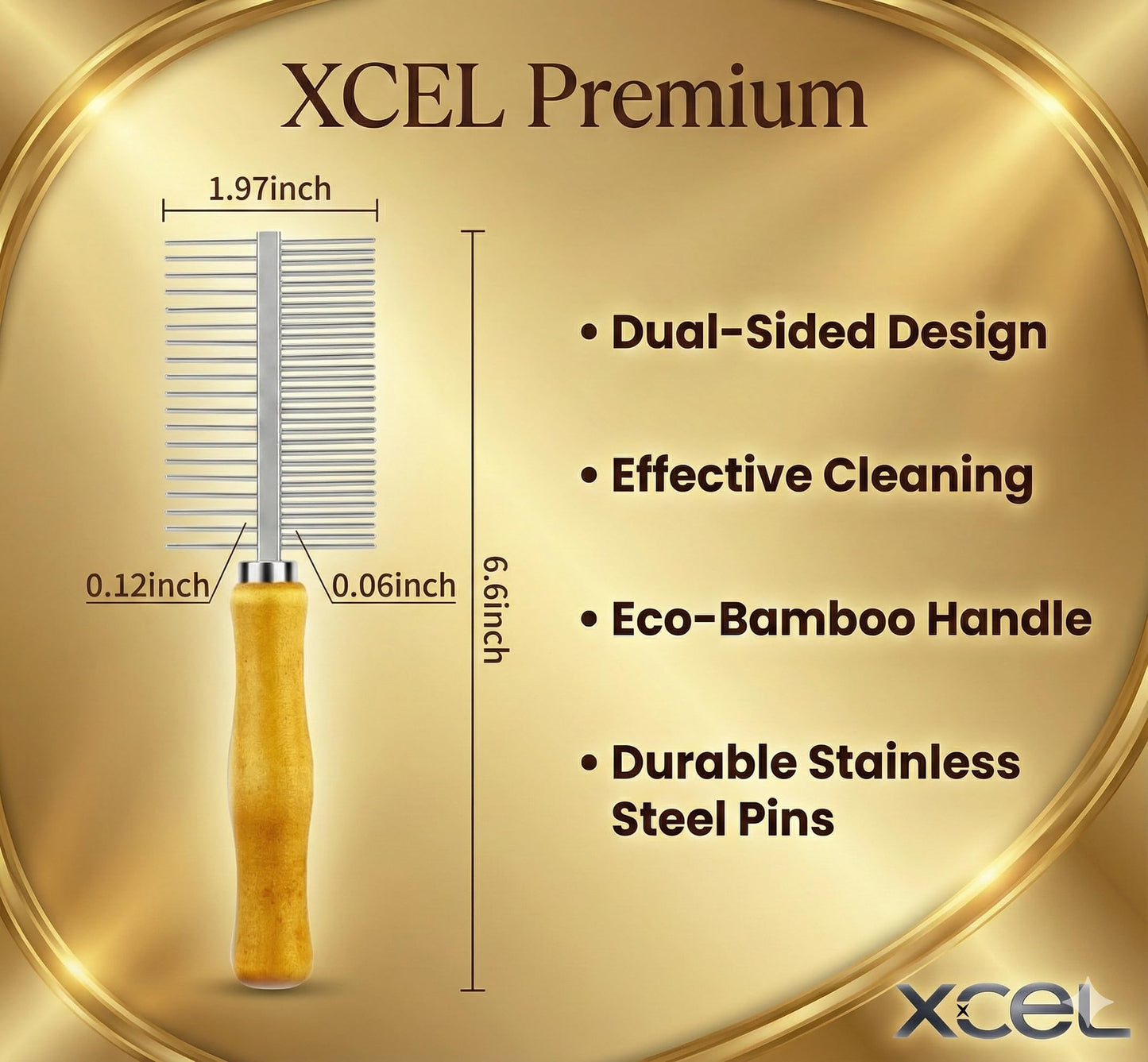 XCEL 2-in-1 Hair Brush Cleaner Tool, Dual-Sided Hairbrush Cleaning Rake & Comb for Removing Hair, Lint, Dust and Product Buildup from Paddle, Boar Bristle, Round and Detangling Brushes