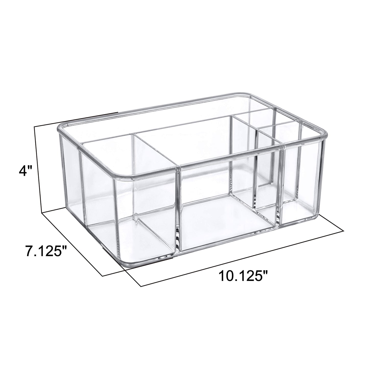 Amazing Abby - Glamour - Acrylic 5-Compartment Makeup Organizer (1-Pack), Transparent Plastic Beauty Supply Holder, Perfect Bathroom Vanity Storage for Makeup Palettes, Makeup Brushes, and More