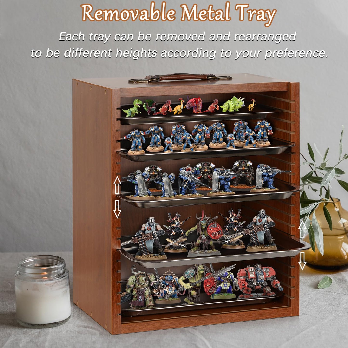 Cathyeen Miniature Display Case Display Cases for Collectibles Miniatures Storage Case Display Shelves Shelf for Collectibles for Mini Action Figures Valuable Collectibles or Crystal Stone (Brown)