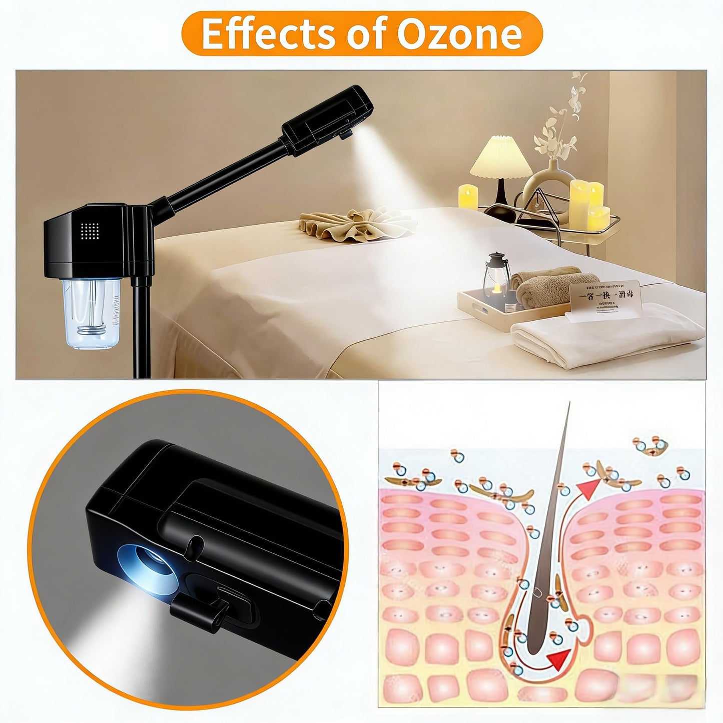 Professional Facial Steamer, Ionic Ozone with Hot Mist, Estheticians Steamer on Wheels with Timer Function, SPA & Home (Black)