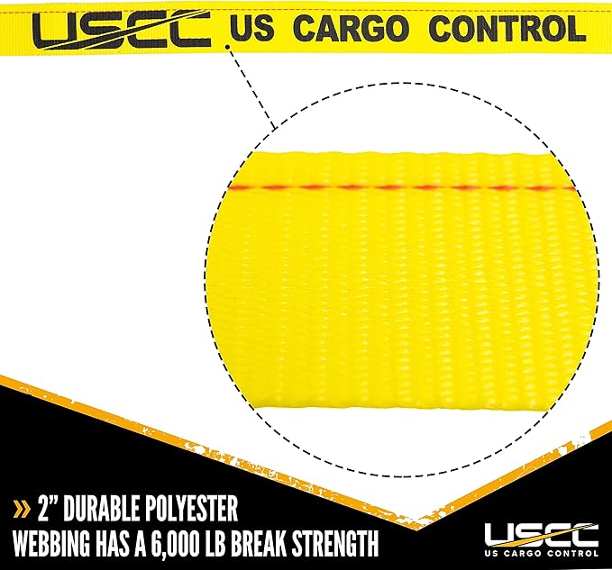 US Cargo Control E-Track Cam Buckle Straps (1000-Pack), 2 Inch x 12 Foot E Track Straps with Cam Buckle and Spring E-Fittings, 2,500 LBS Break Strength, Easy-to-Use Tiedowns in Vans and Trailers