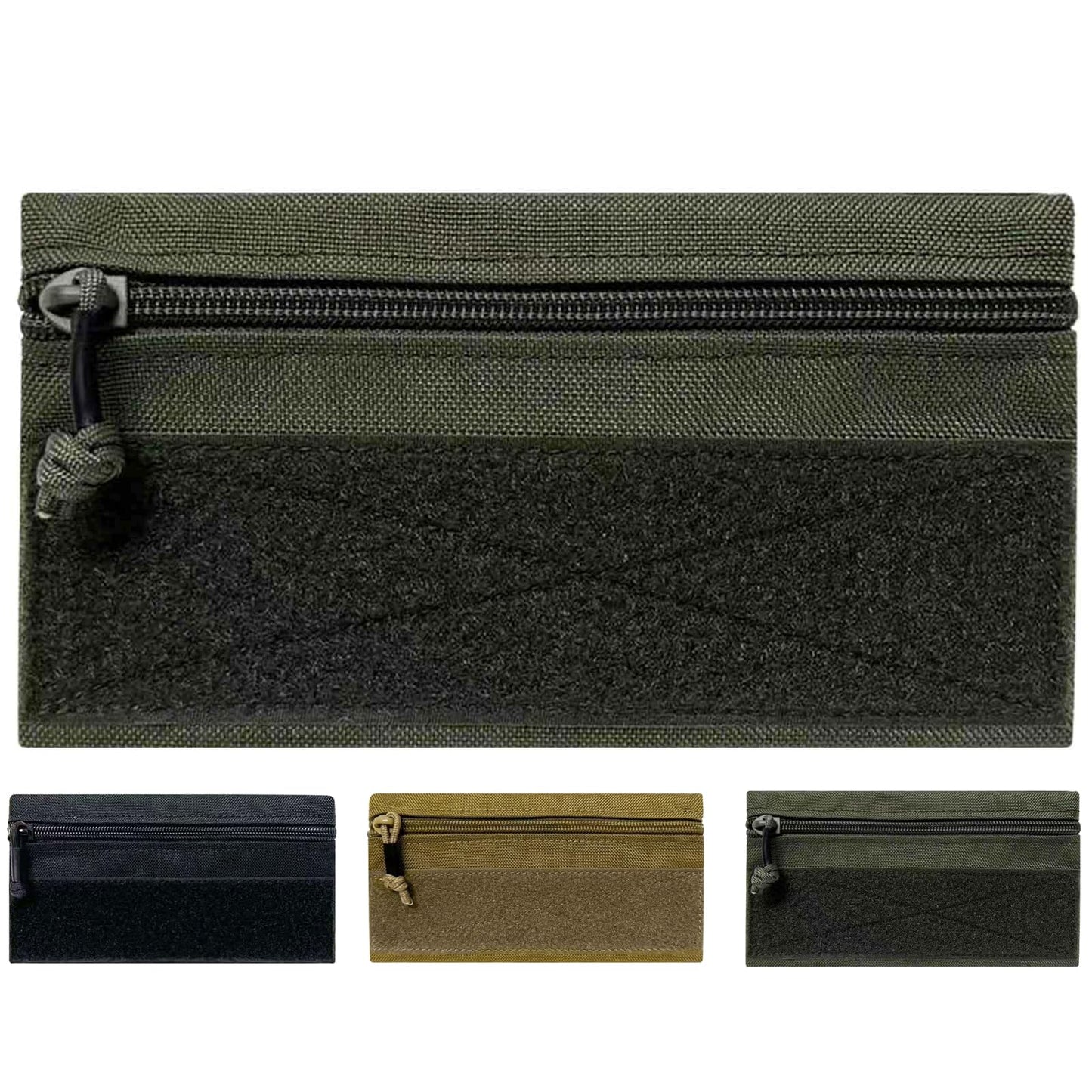 Tactical Admin Zipper Pouch with Hook and Loop, Carry On Bag Insert EDC Organizer Utility Storage Pocket Wallet for Snack Backpack Accessories Chest Ring (2 Pack-Green)