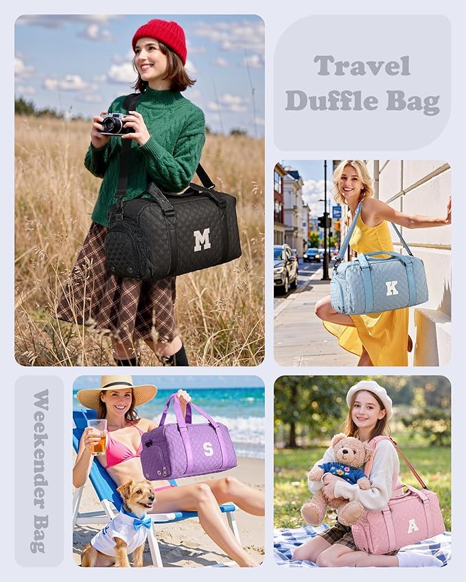 Teen Girl Gifts Trendy Stuff, Personalized Gifts, Initial Travel Duffel Bag or Teens, Monogram Overnight Bag, Trendy Stuff Gifts for Girls Friend Birthday Teacher Gift