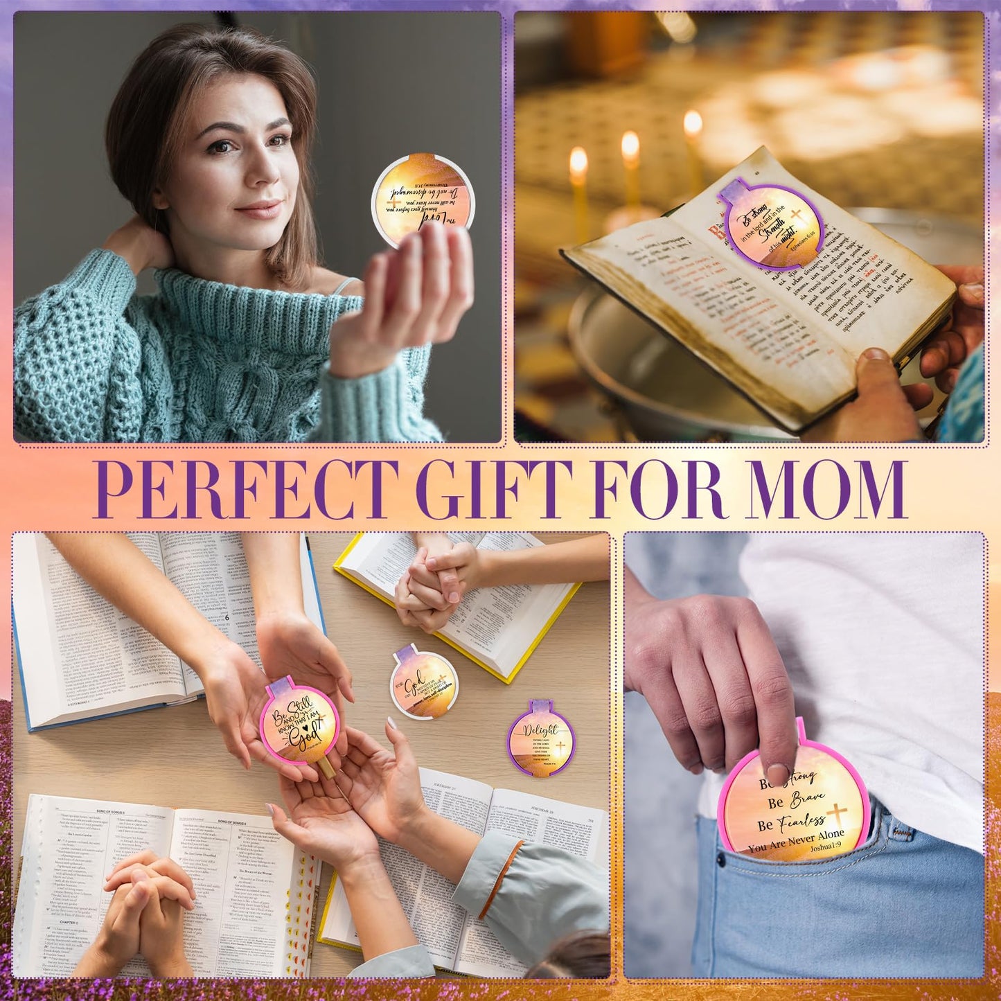 Meanplan Christian Mothers Day Compact Mirrors with Bible Verses Religious Gifts for Women Mothers Day Church Favors(36 Set)