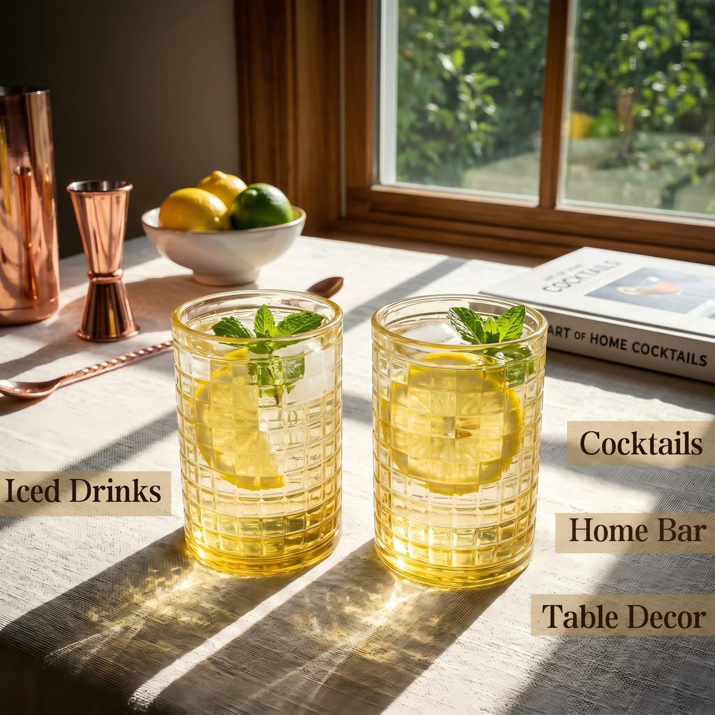 Makeup Brush Holder Organizer, Grid Pattern Glass Storage Box Container, Multifunctional Toothbrush Desk Pen Pencil Holder for Crystal Home Decor, Table Centerpiece, Wedding, Party(Gold 2 Pack)