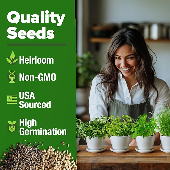 HOME GROWN Indoor Herb Garden Starter Kit – Complete 5 Herb Grow Kit with Basil, Cilantro, Mint, Parsley & Thyme – for Gardeners, Unique Christmas Gardening Gift for Mom, Women & Men