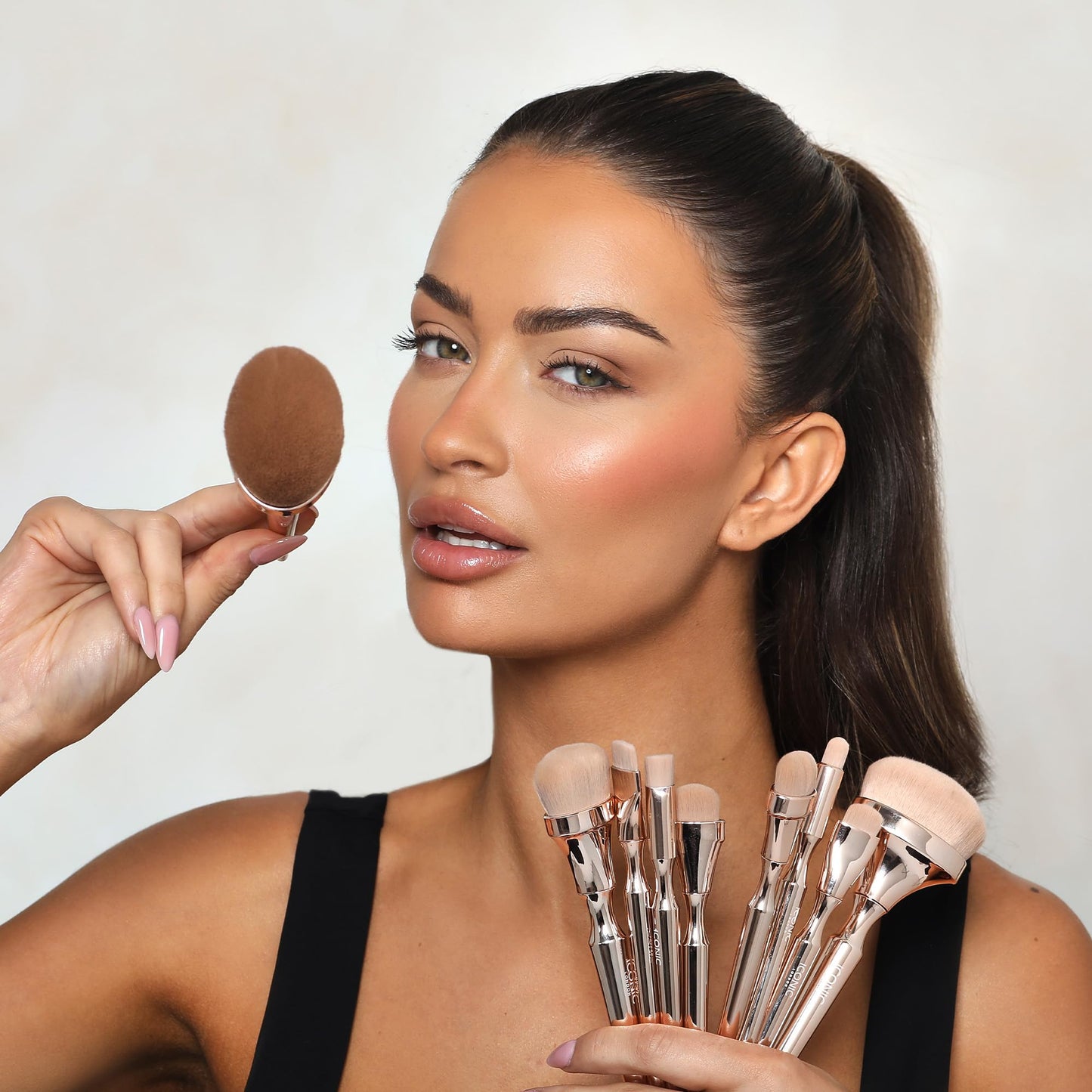 ICONIC LONDON HD Blend Brush Set | Luxury Synthetic Makeup Brushes for a Flawless Base and Finish | Buff, Blend, and Polish, Vegan (9 piece)