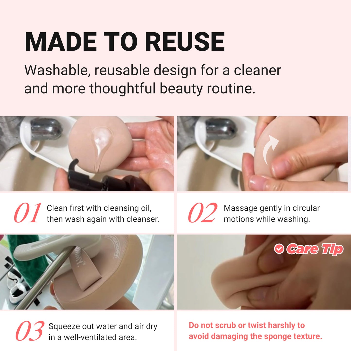 KIMMY Makeup Sponge Blender 2PCS Set with Case – Glass Skin Foundation Sponge, 0.0001mm Non-Absorbent Rubycell for Liquid & Cream Foundation, Reusable K-Beauty Makeup Applicator