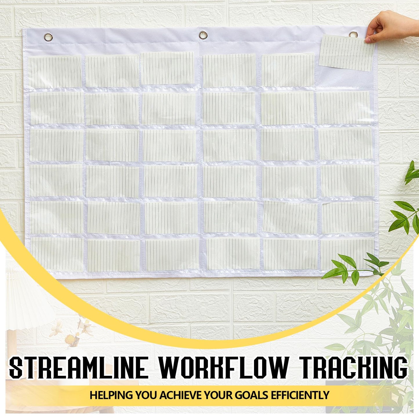 Fullhawl 2 Pcs Business Card Index Card Holder Sleeve Slots Organizer Hanging Wall Mount Pocket for Office, Home Studying, Organizing Pocket Chart (4" x 6" 36 Slots)