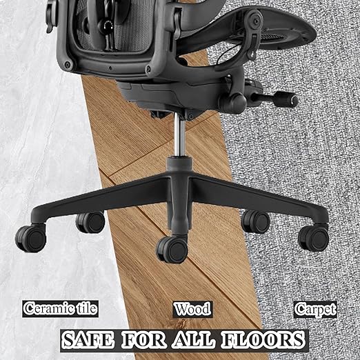 Office Chair Caster Wheels Replacement, 2.36"(60mm) Casters Replacement for Herman Miller Aeron Chair, Universal Size for Carpet and Hardwood Floors(Set of 5)