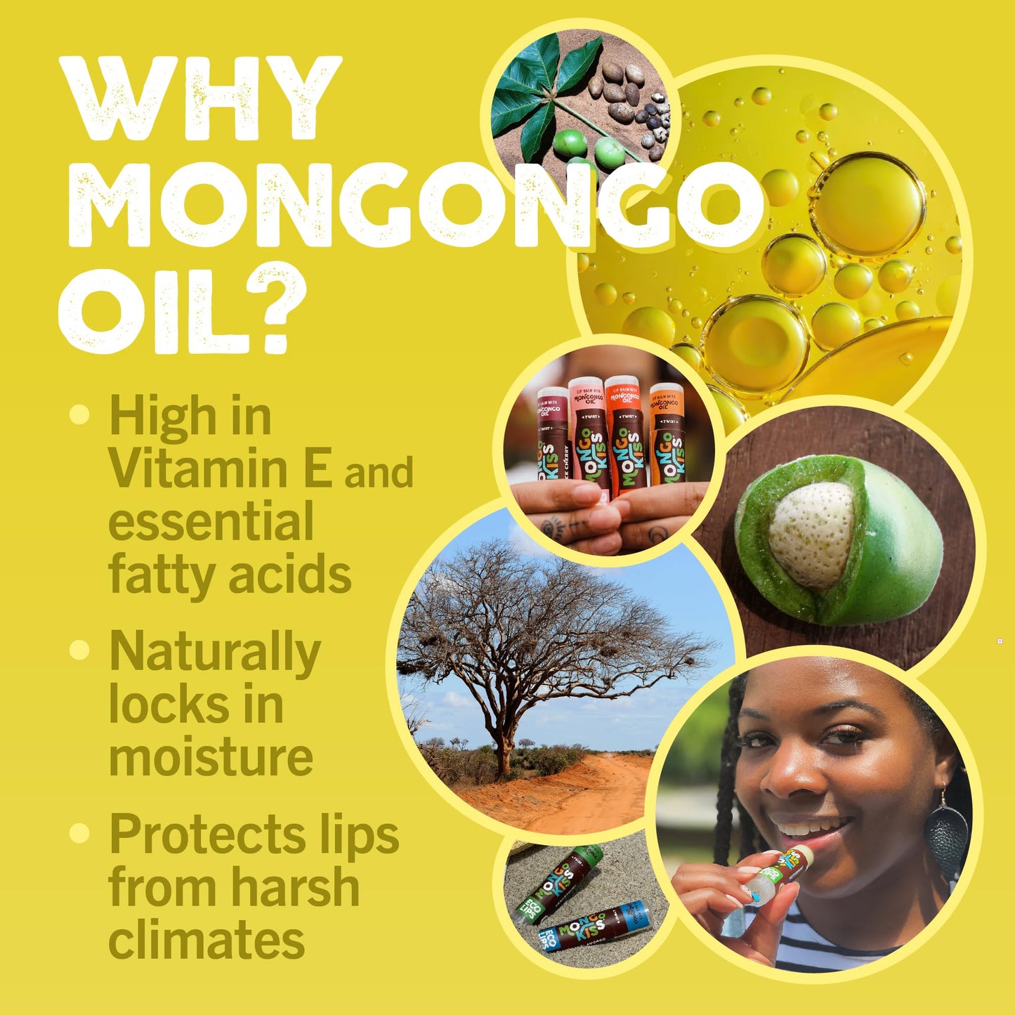 USDA Organic Mongo Kiss Lip Balm, Vanilla Honey 6 pack