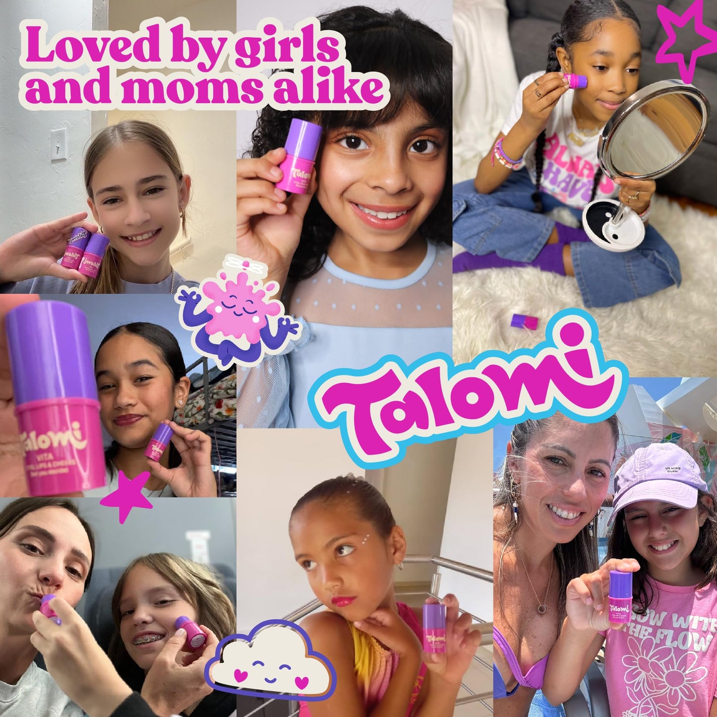 TALOMI Non Toxic Makeup Stick For Girls |Kids Clean Makeup for Eyes, Lips and Cheeks |Won't Clog Pores|Made in USA