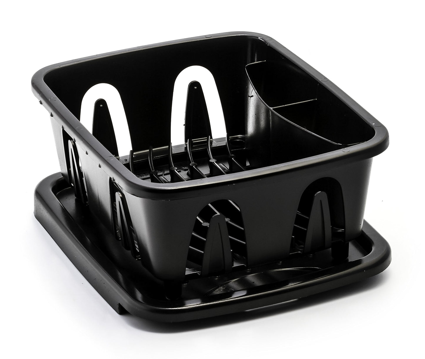 Camco RV Mini Dish Drainer & Tray - Features a Sloped Drain Tray Design, Heavy-Duty Construction - Ideal for Small Spaces, Apartments, Boats, and More -9.5"L x 11.7"W x 4.75"H - Black (43512)