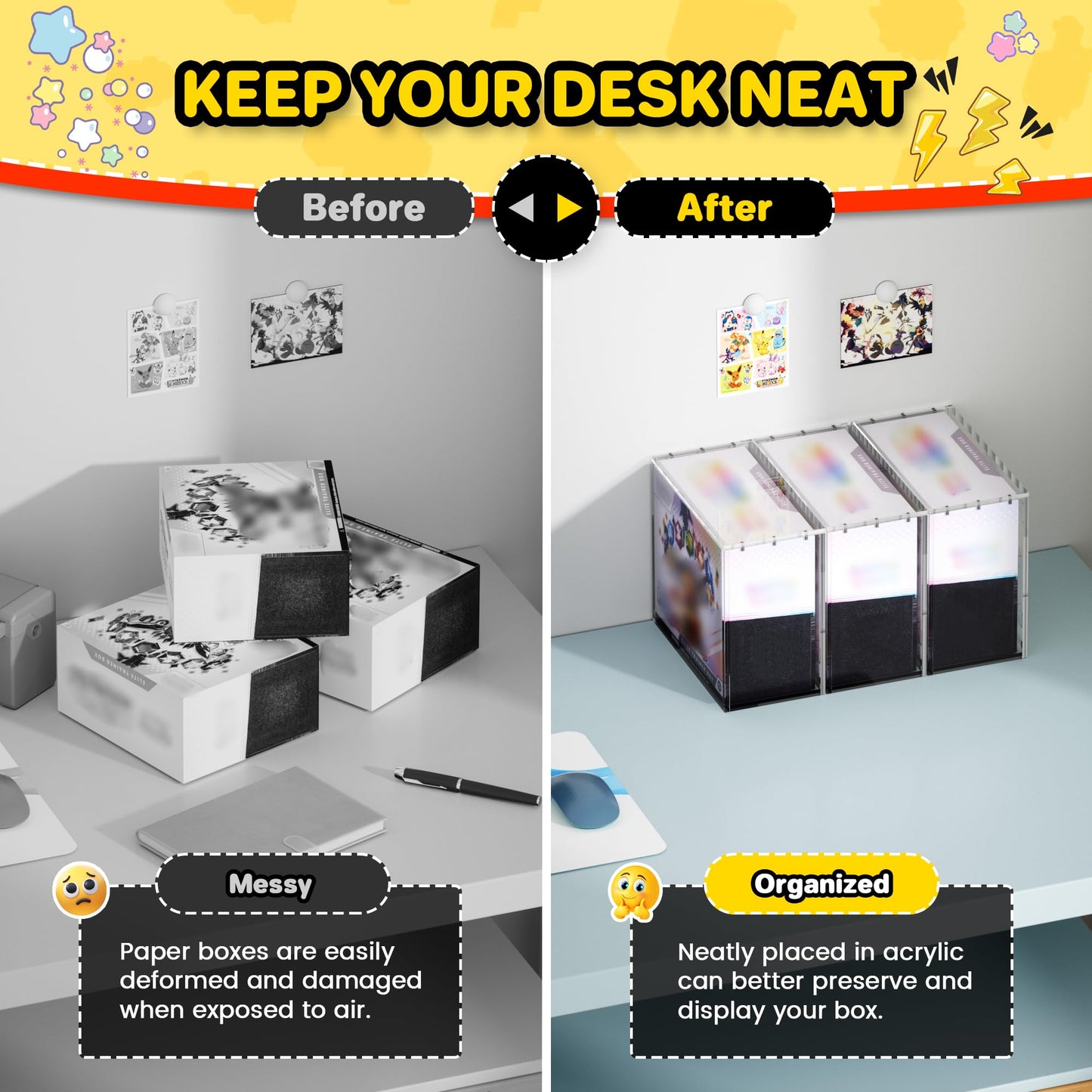 Kisbox ETB Protector Case, 5mm ETB Acrylic Display Case, Clear Ultra Acrylic Boxes for Display Compatible with Elite Trainer Box, Dustproof and Waterproof Display Box