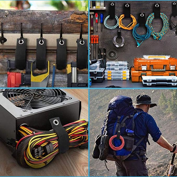 Zkptops 12Pcs Extension Cord Holder Organizer Heavy Duty Storage Straps Large 13 Inch (Unfolded) Cord Strap Wrap Hanger Garage Hooks Organization Essentials Extension Storage Wrap for Cable Hose Tools