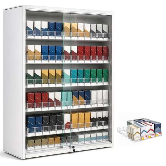 MACTANO Transparent Cigarette Display Rack, Aluminum Alloy Cigarette Showcase Rack with Lock Automatic Pusher for Convenience Store Supermarket