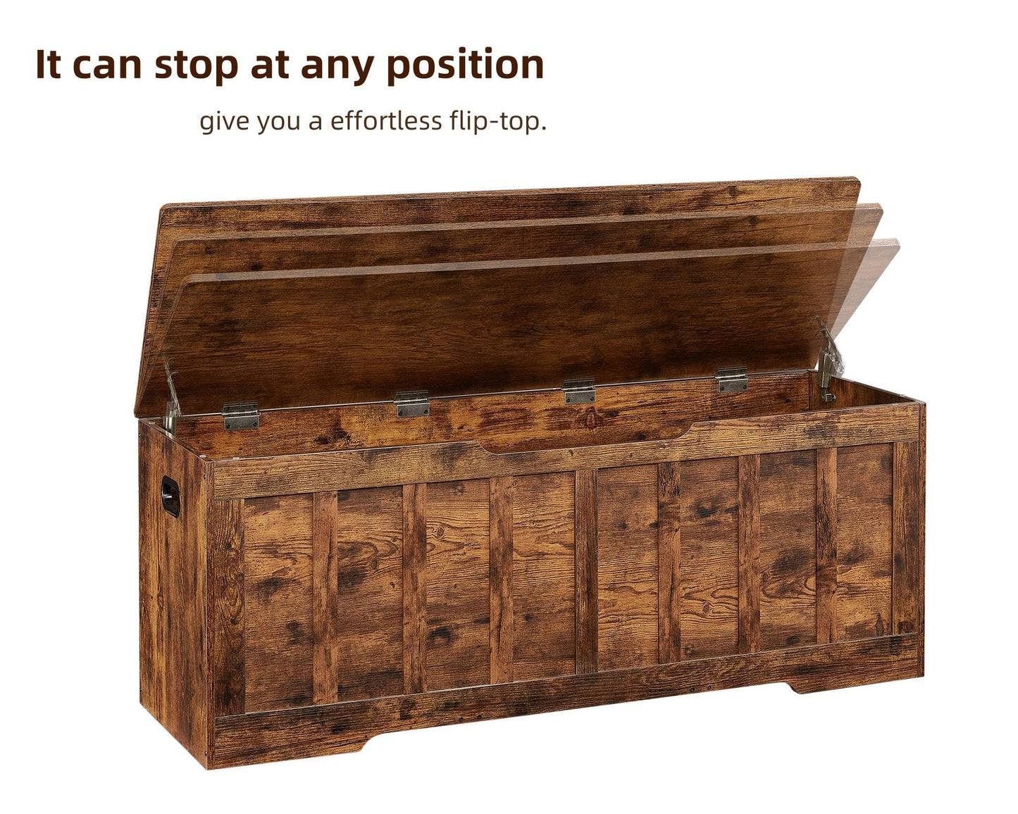 VANKILEY 51.2"Storage chest extra large,storage bench with 2 safety hinges,Shoe Bench,51.2*15.7*19.1inches,wooden trunk for bedroom,livingroom,entryway,Supports 220 lb,Easy Assembly(Rustic brown)