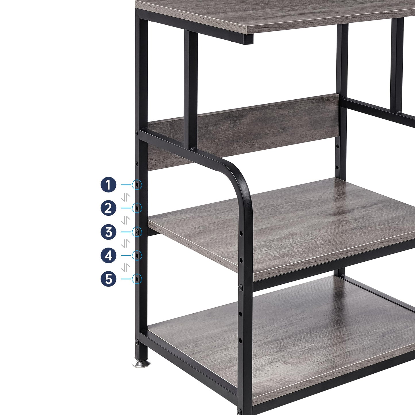Fannova Printer Stand with Height Adjustable Storage Shelf, 3 Tier Mobile Printer Table with Wheels, Rolling Printer Cart for Home Office Organization, Gray