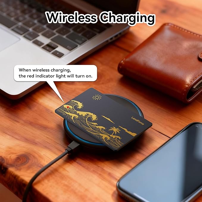 Original Air Tag Wallet Tracker Card 0.07in IP68 Waterproof Bluetooth Tracker Smart Finder, Passport, Work with Apple Find My, Wireless Charging, Card Locator[Apple MFi Certified] iOS Only