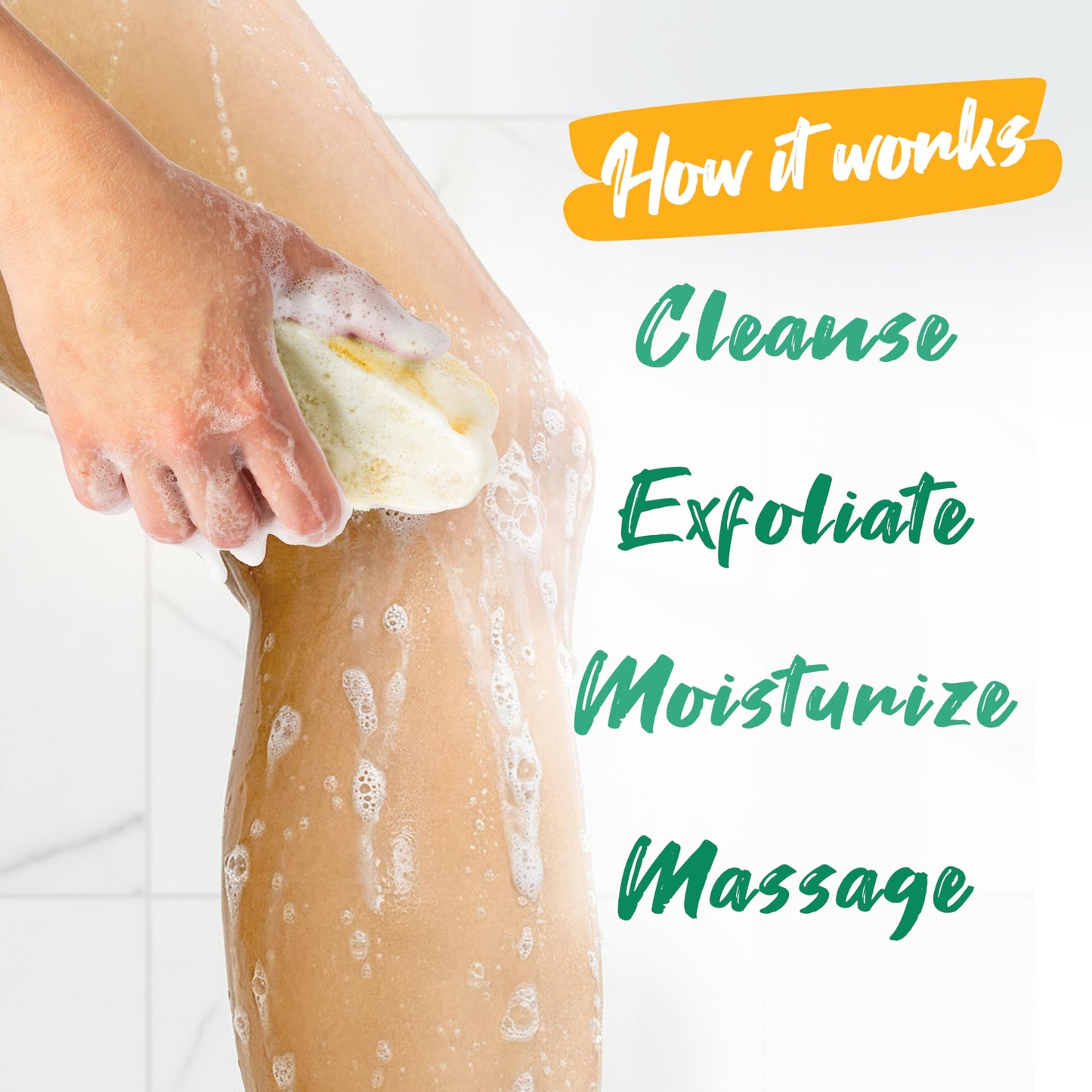 Spongeables Anti Cellulite Body Wash in a 20+ Wash Sponge, Citrus, 3 Count