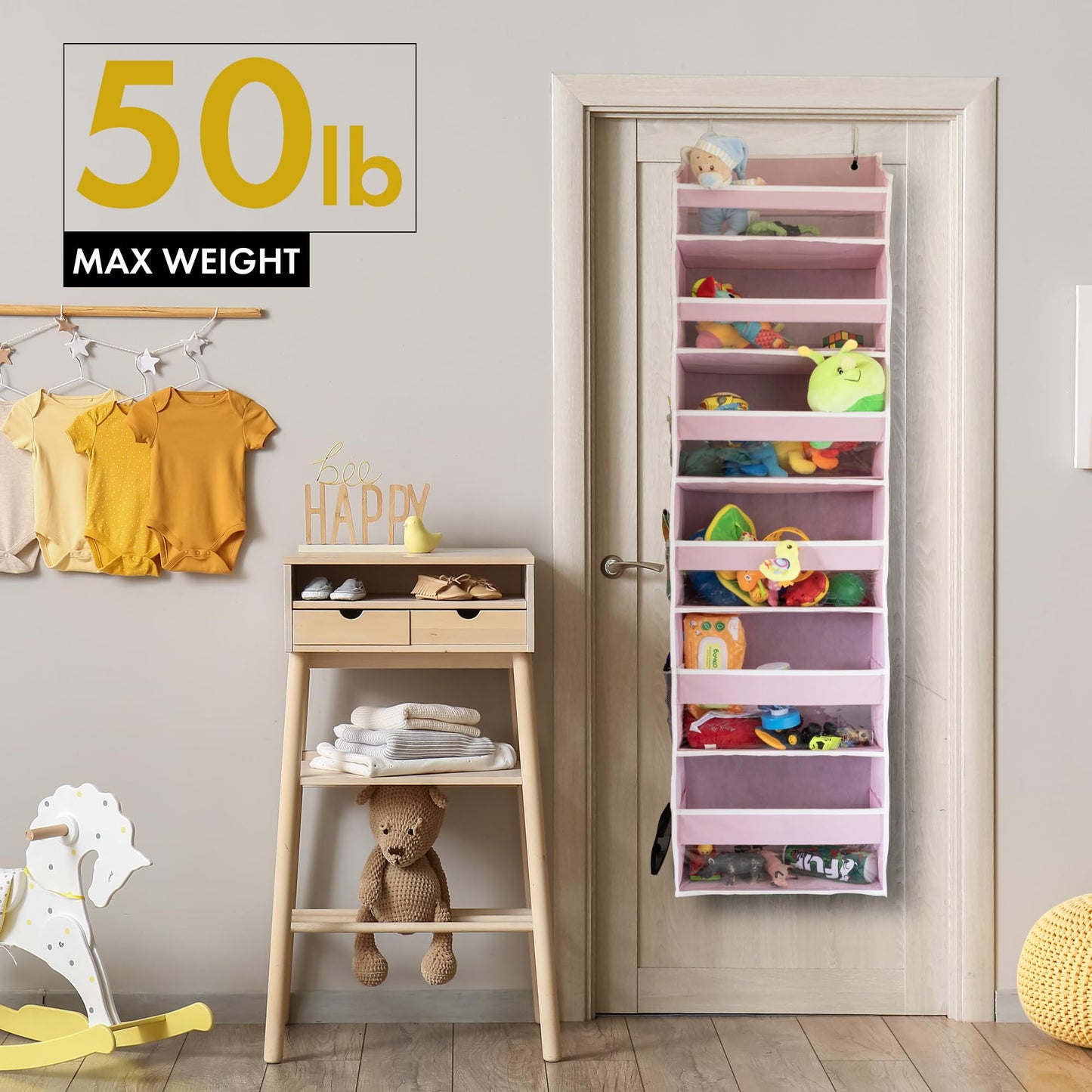 HOMELUX THEORY UPGRADED 6 Tiers Over The Door Organizer Hanging - 100D EXTRA THICK & 50lbs HUGE CAPACITY, 12 Side Mesh Pockets Over The Door Shoe Organizer, Hanging Closet Organizer (Light Gray, 1pc)
