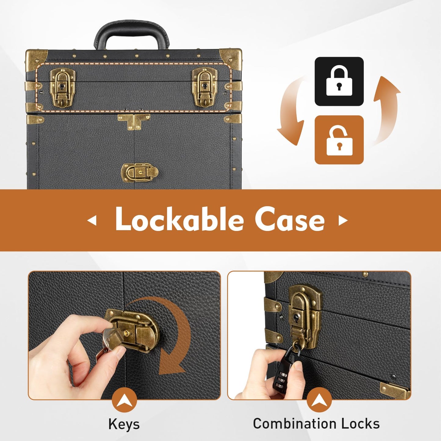 Mahugde Beauty Salon Luggage Rolling Lockable Makeup Train Trolley Stylist Beauty Salon Cosmetic Luggage Travel Organizer Tool Box for Barbershops Beauty Salons