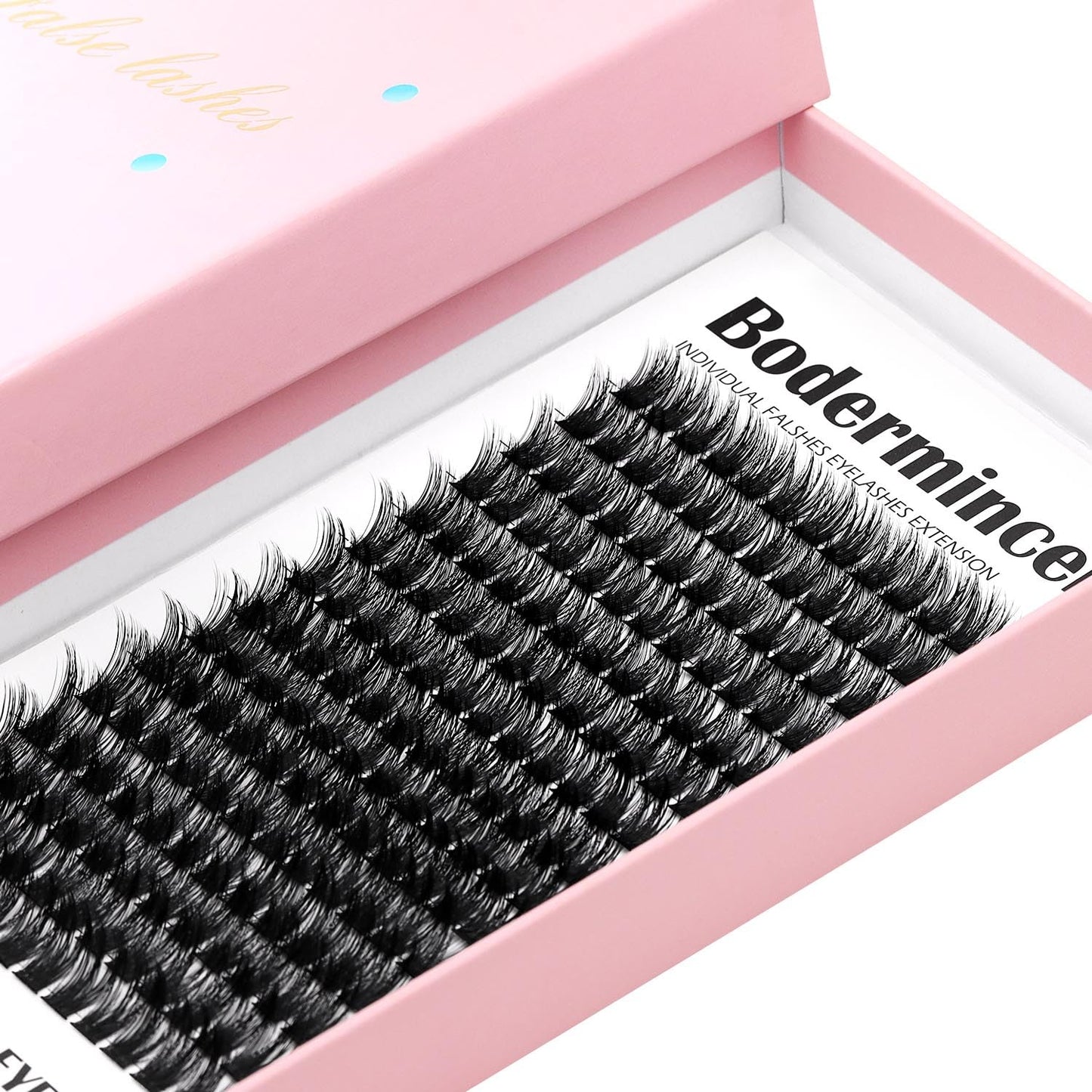 Bodermincer Large Tray 180pcs D Curl Professional Makeup Wide Cluster Individual Cluster EyeLashes Grafting Fake False Eyelashes (14-16-18mm Mixed)