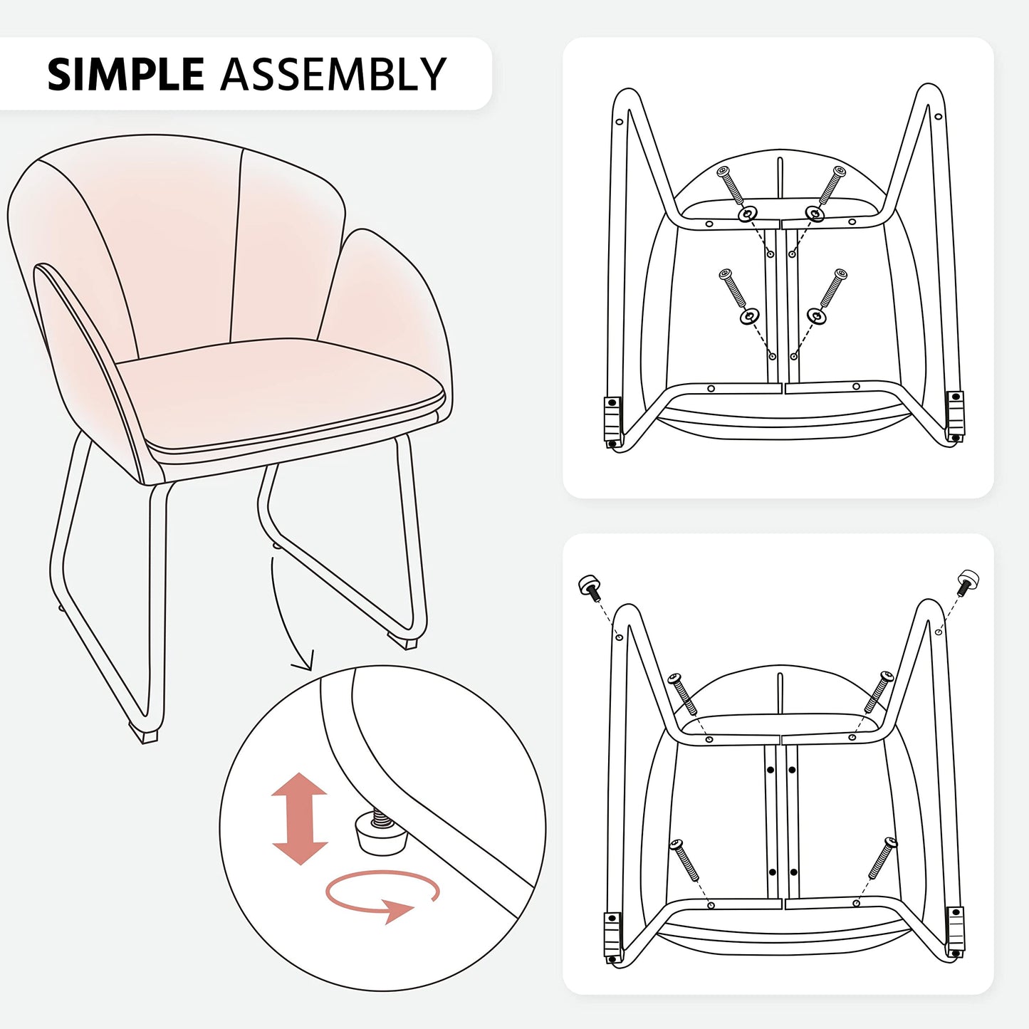 Yaheetech Flower Shape Velvet Vanity Chair, Modern Side Armchair Makeup Chair no Wheels with Golden Metal Legs for Living Room/Dressing Room/Bedroom/Home Office/Kitchen, Pink