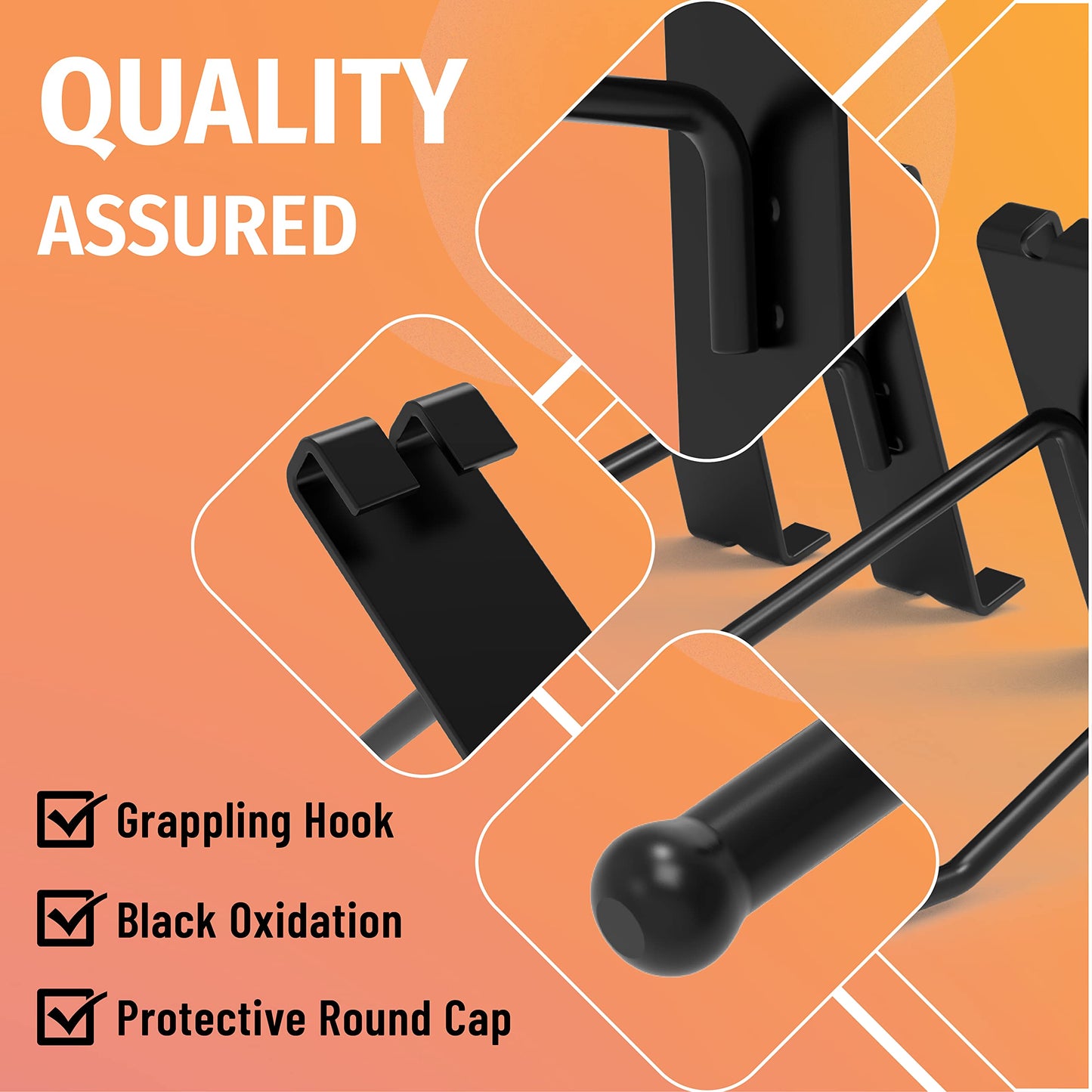 HUHOLE 32 Pack 10 Inch Black Gridwall Hooks for 3 × 3 Wire Grid Panel