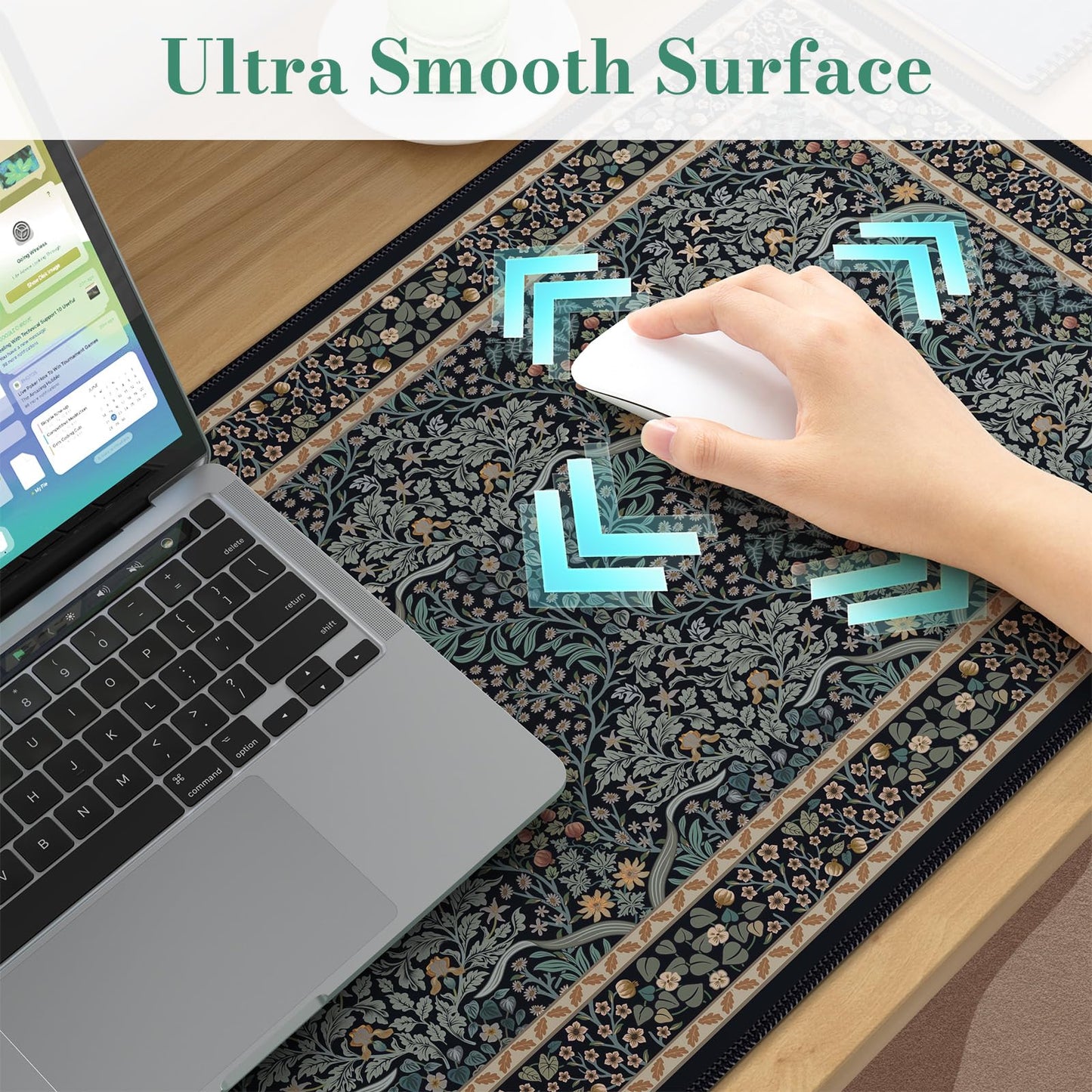 iCasso Desk Cover Mat, Office Mouse Pad, Desk Protector Mat, Extra Large Matt for Desktop,Anti-Slip XXL Big Mousepad with Stitched Edges for Computer Keyboard Retro Black